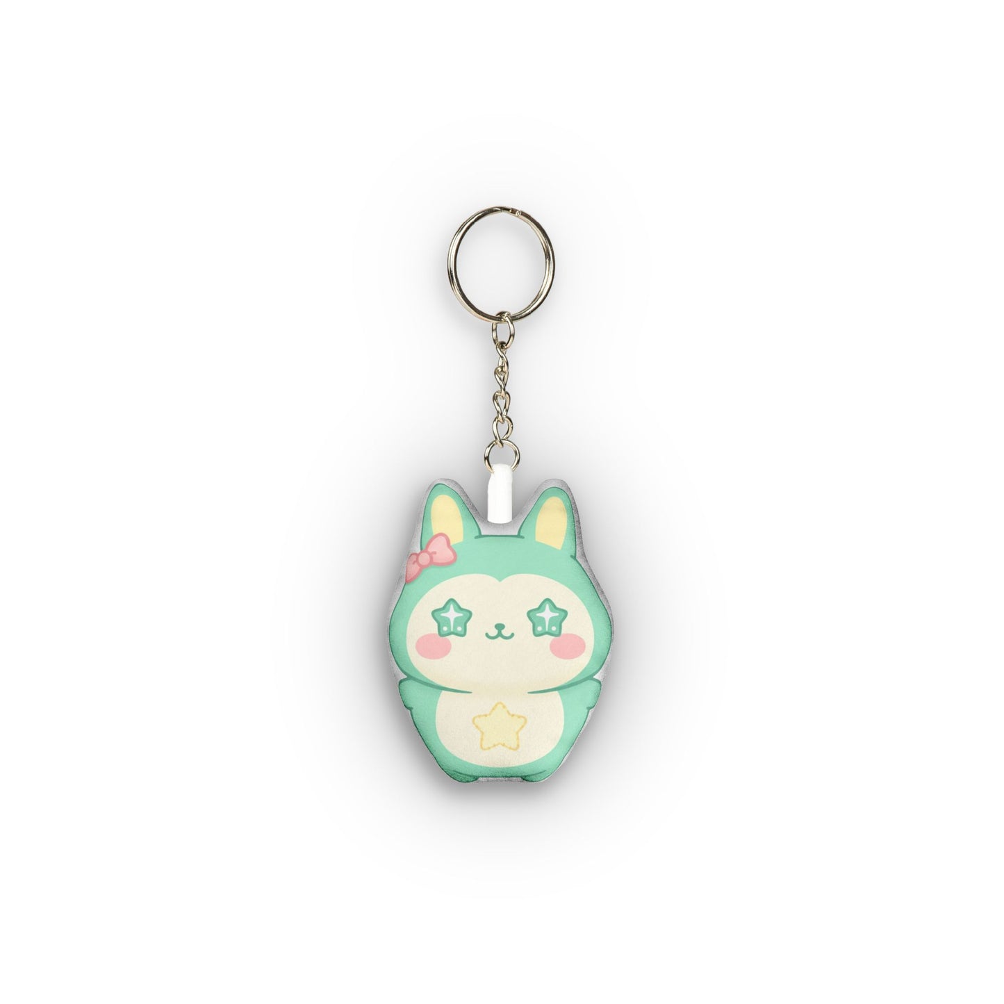 Cute Star-Eyed Cat Mini Plush Keychain — Custom Shape Plush Charm