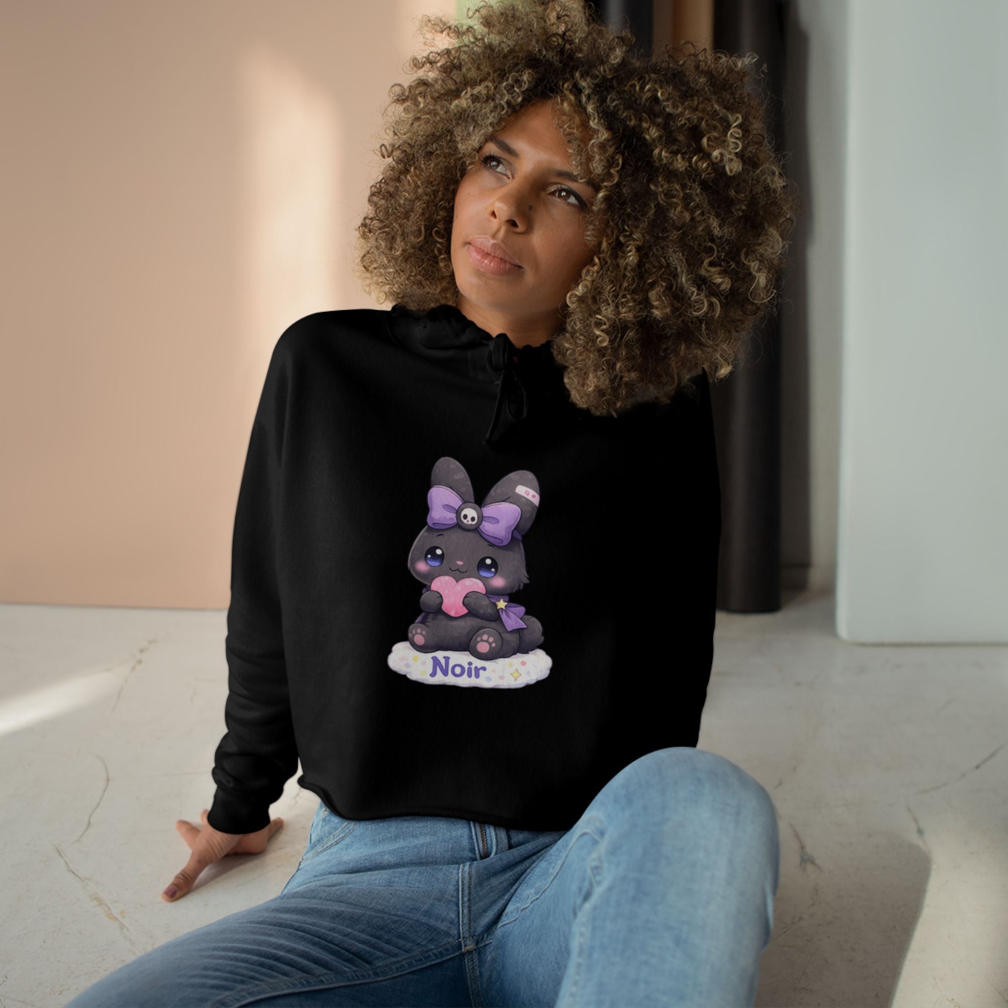 Noir™ Bunny Crop Hoodie | Plush & Paws Character Hoodie
