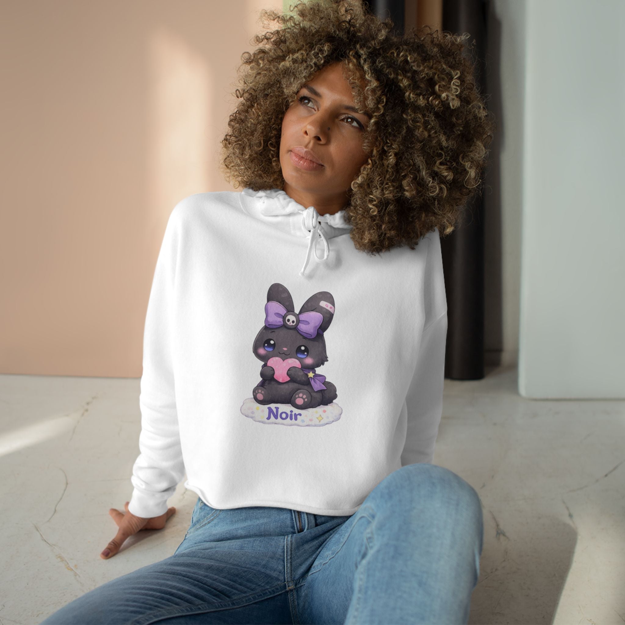 Noir™ Bunny Crop Hoodie | Plush & Paws Character Hoodie