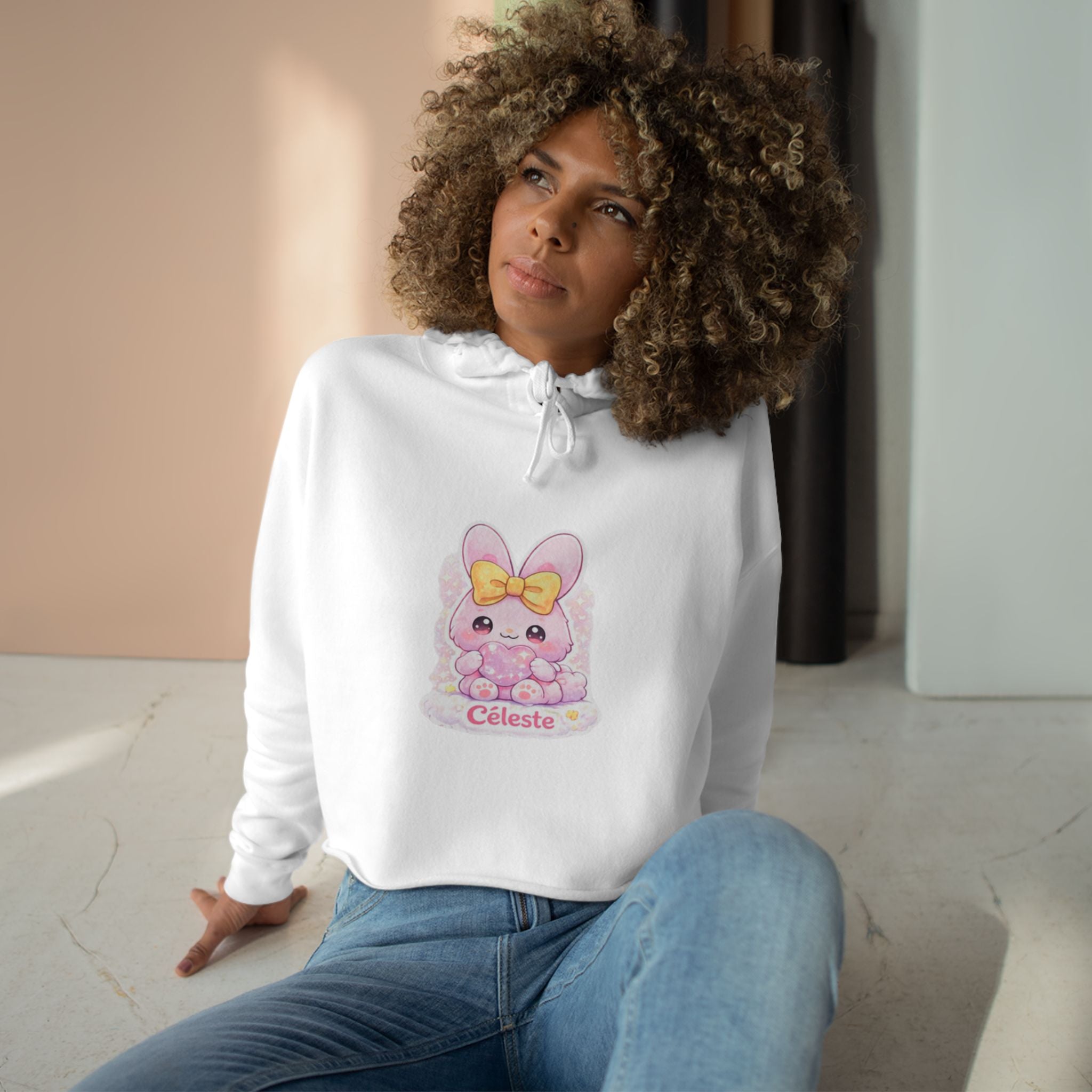 Céleste™ Bunny Crop Hoodie | Plush & Paws Character Hoodie