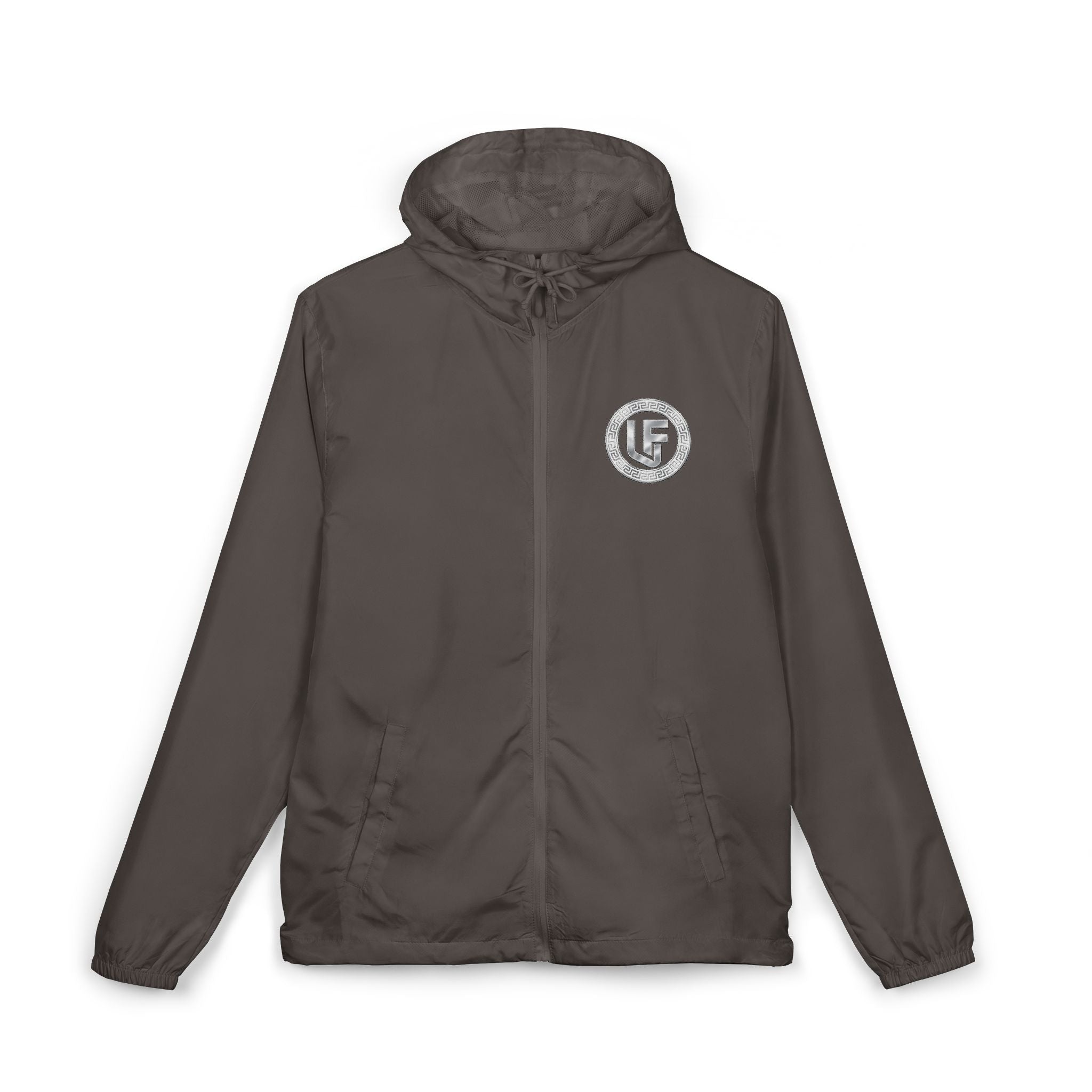 URBANFORM Windbreaker Jacket — Small Circular Compass Logo, Minimal Outdoor Urban Shell