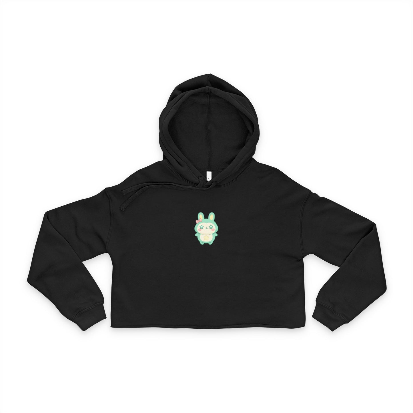 Cropped Hoodie — Cute Neon Bunny Chest Graphic