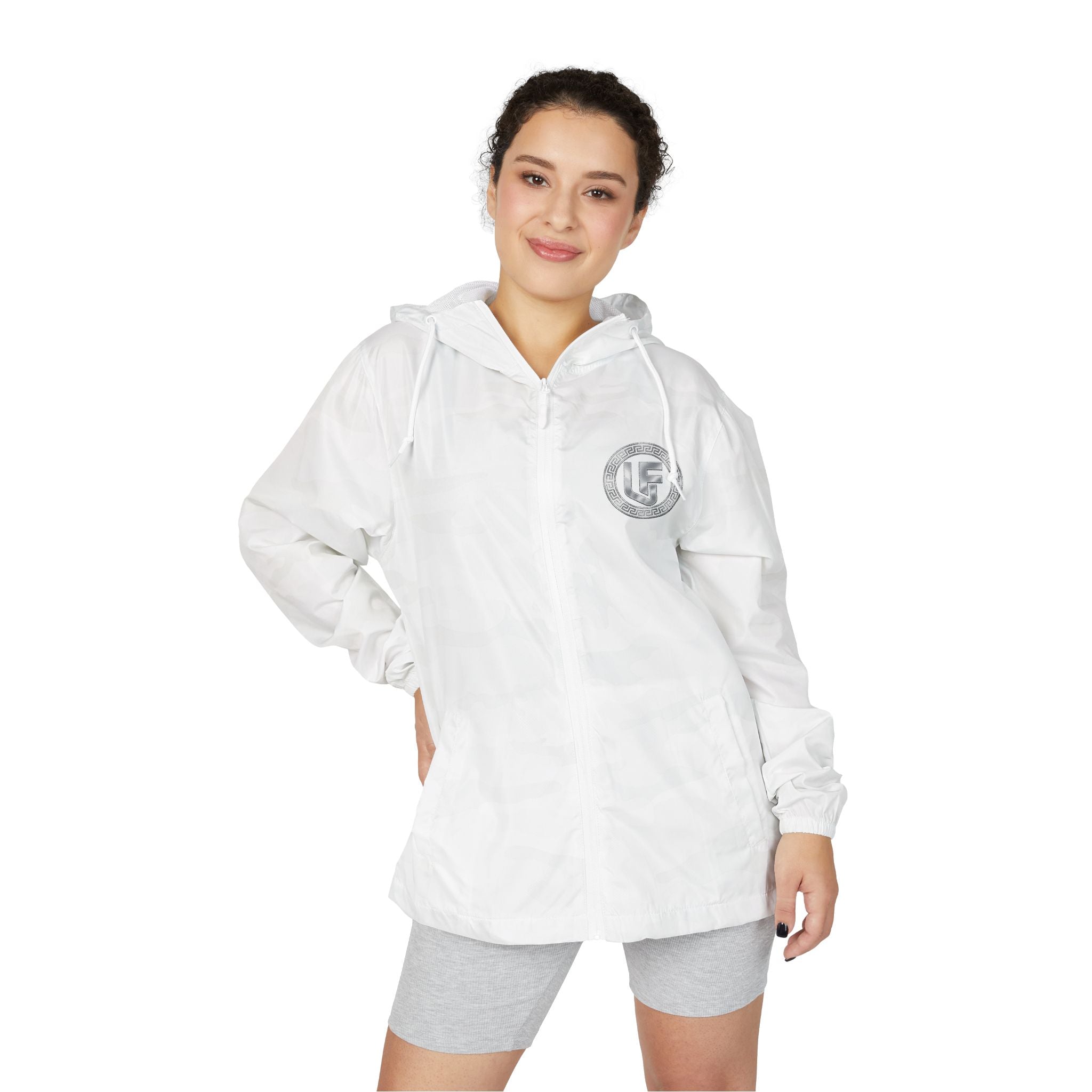 URBANFORM Windbreaker Jacket — Small Circular Compass Logo, Minimal Outdoor Urban Shell