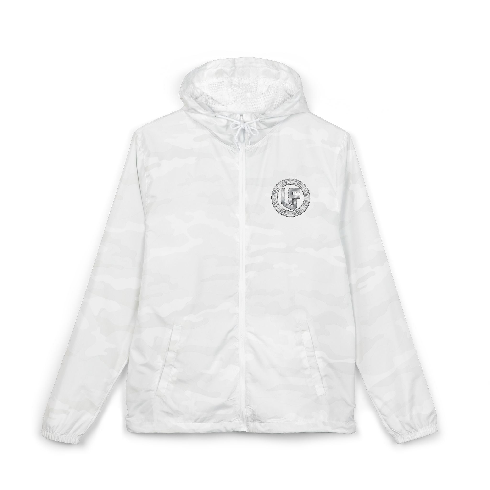 URBANFORM Windbreaker Jacket — Small Circular Compass Logo, Minimal Outdoor Urban Shell