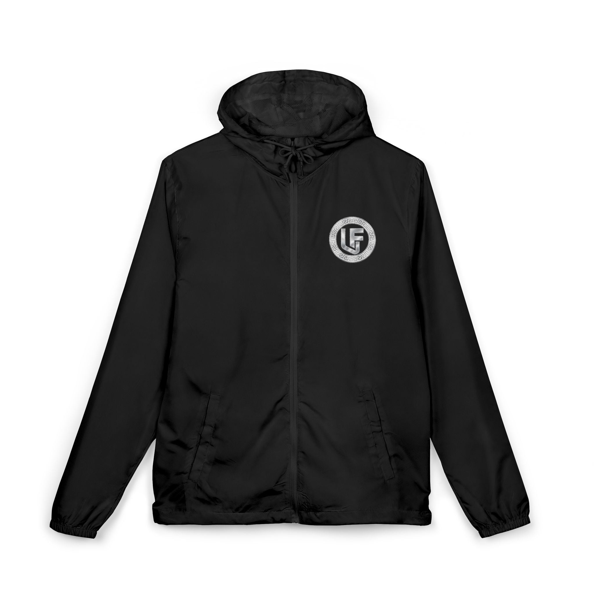 URBANFORM Windbreaker Jacket — Small Circular Compass Logo, Minimal Outdoor Urban Shell