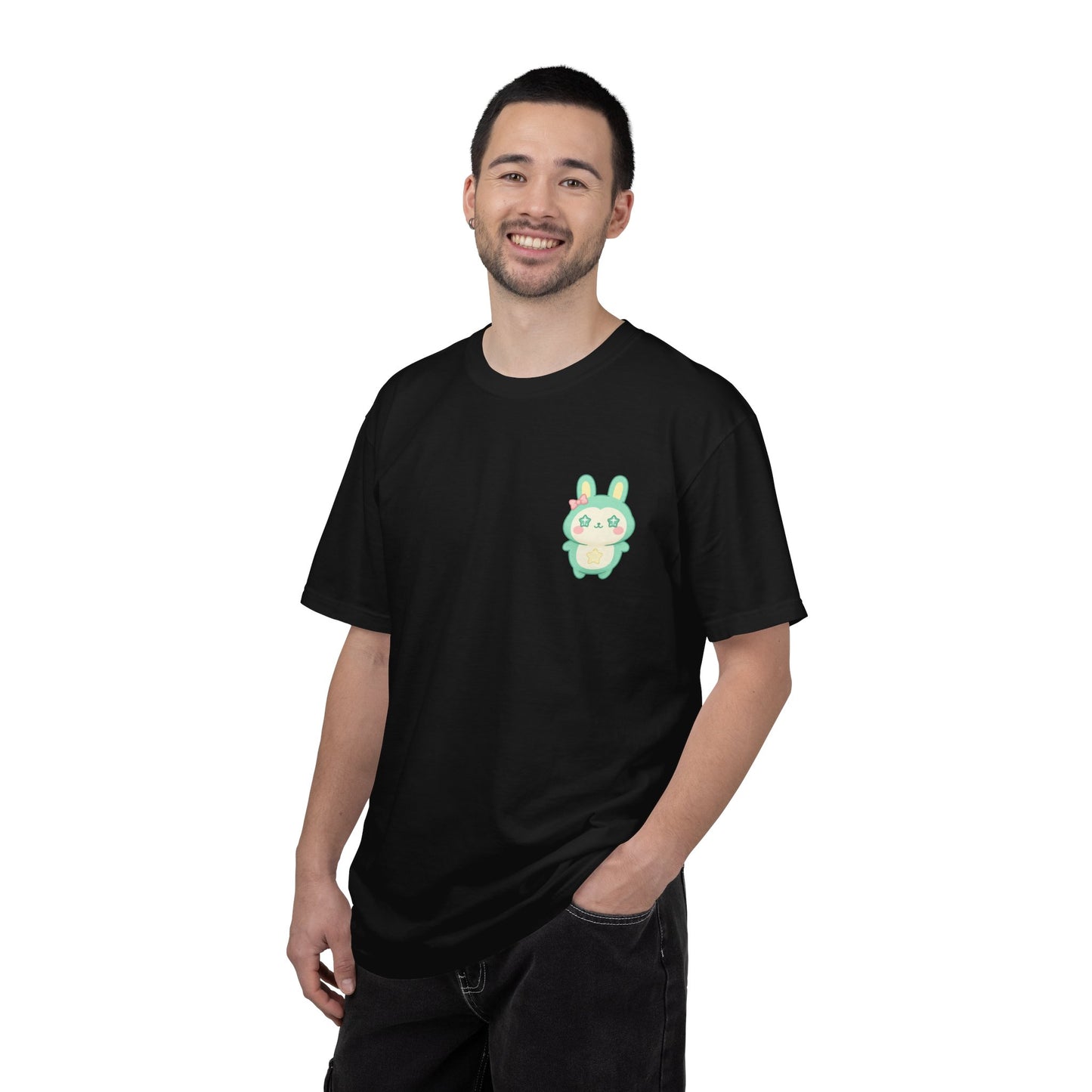 Mint Kawaii Bunny Pocket T-Shirt | Cute Pastel Rabbit Chest Print