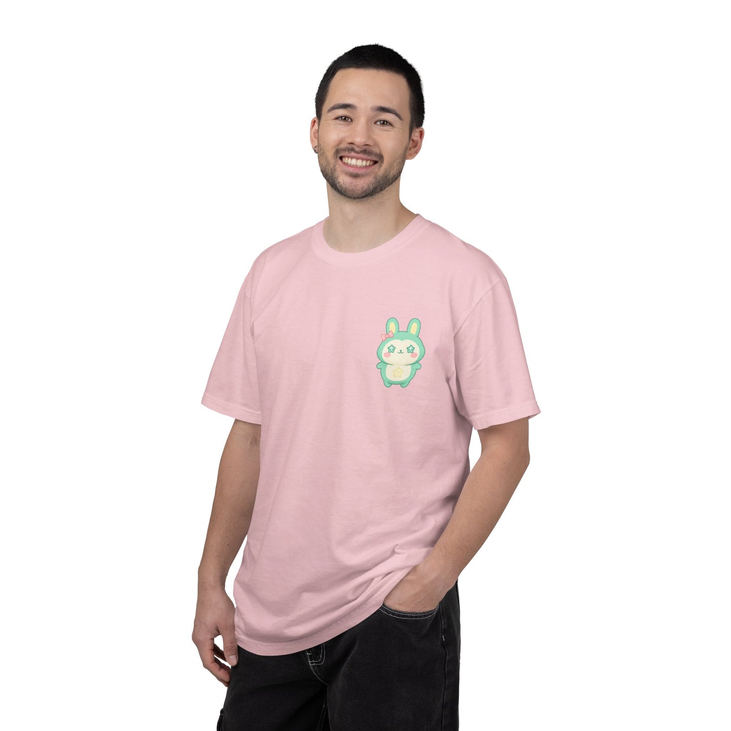 Mint Kawaii Bunny Pocket T-Shirt | Cute Pastel Rabbit Chest Print