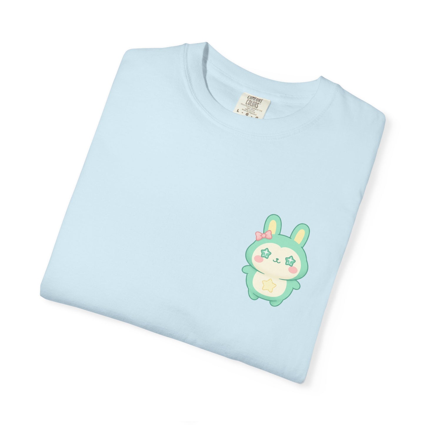 Mint Kawaii Bunny Pocket T-Shirt | Cute Pastel Rabbit Chest Print