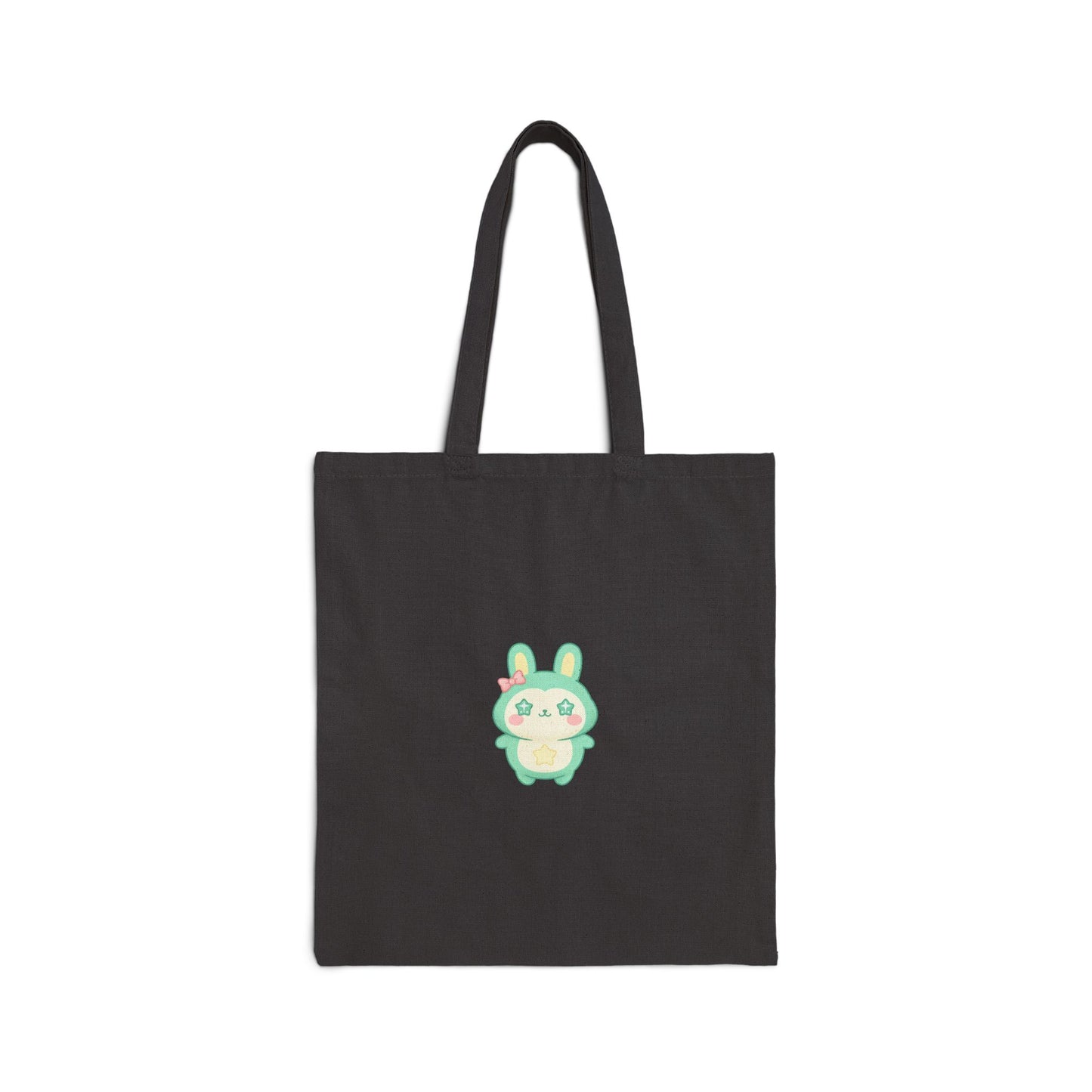 Kawaii Green Bunny Illustration Tote Bag | Cute Pastel Rabbit Canvas