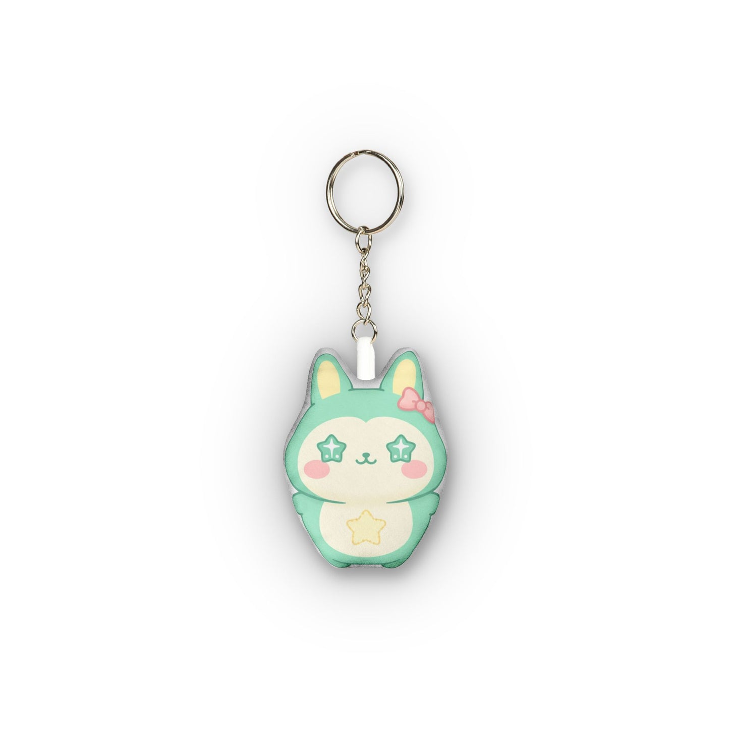 Cute Star-Eyed Cat Mini Plush Keychain — Custom Shape Plush Charm