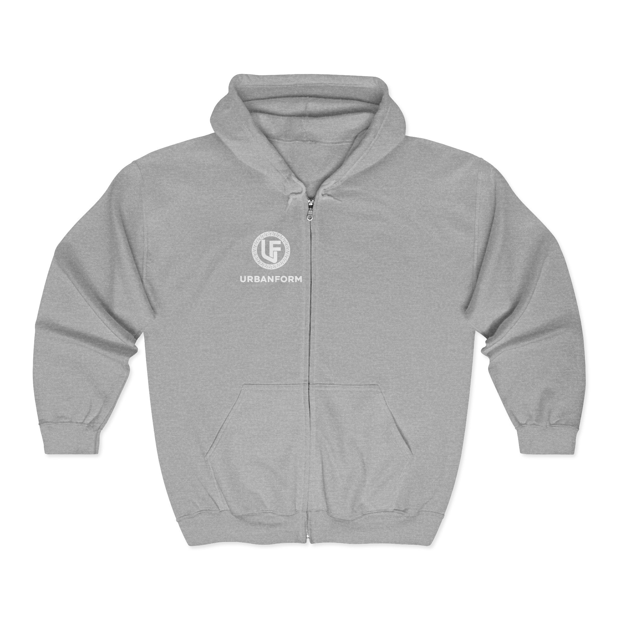 URBANFORM Logo Zip Hoodie | Minimal Branded Full-Zip Sweatshirt