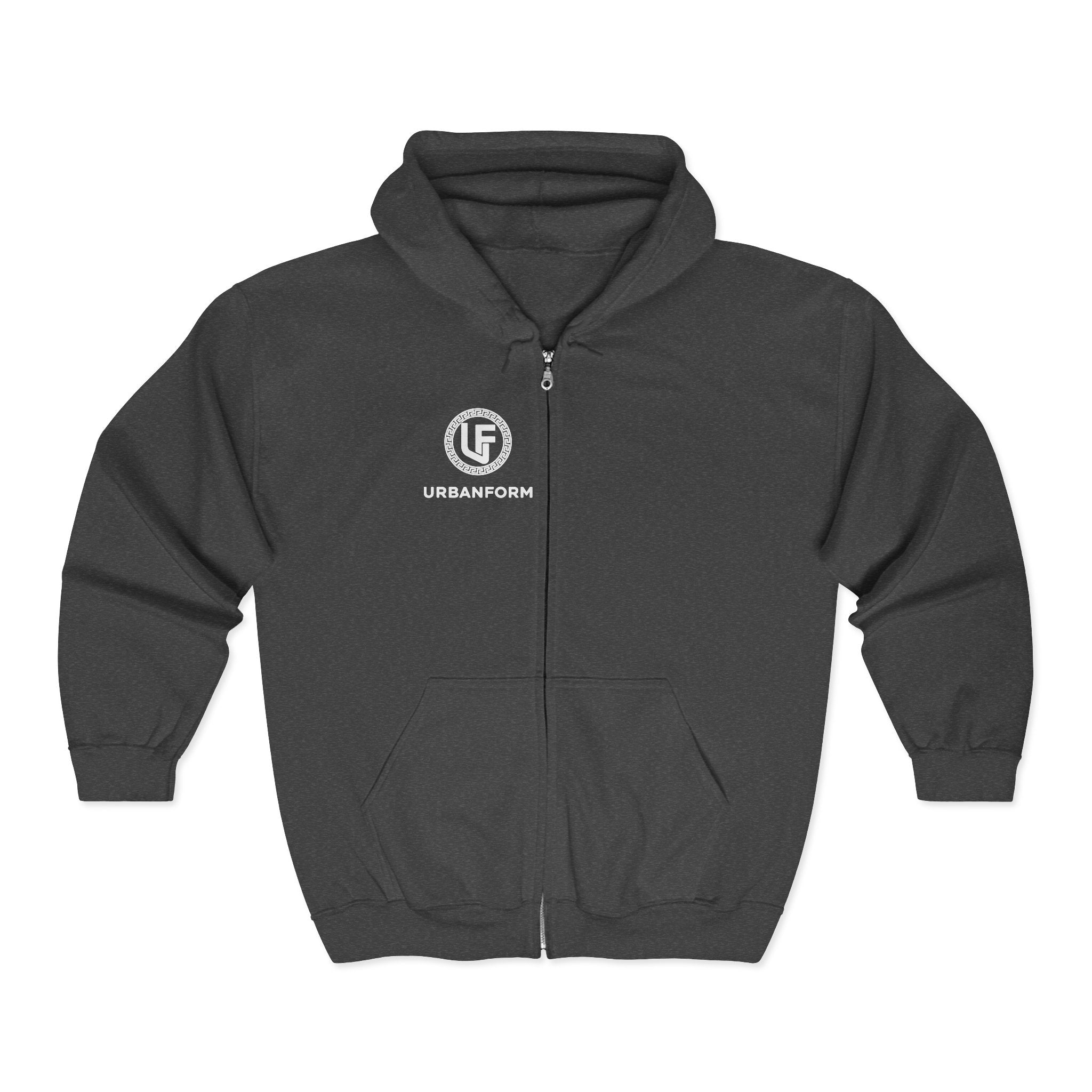 URBANFORM Logo Zip Hoodie | Minimal Branded Full-Zip Sweatshirt