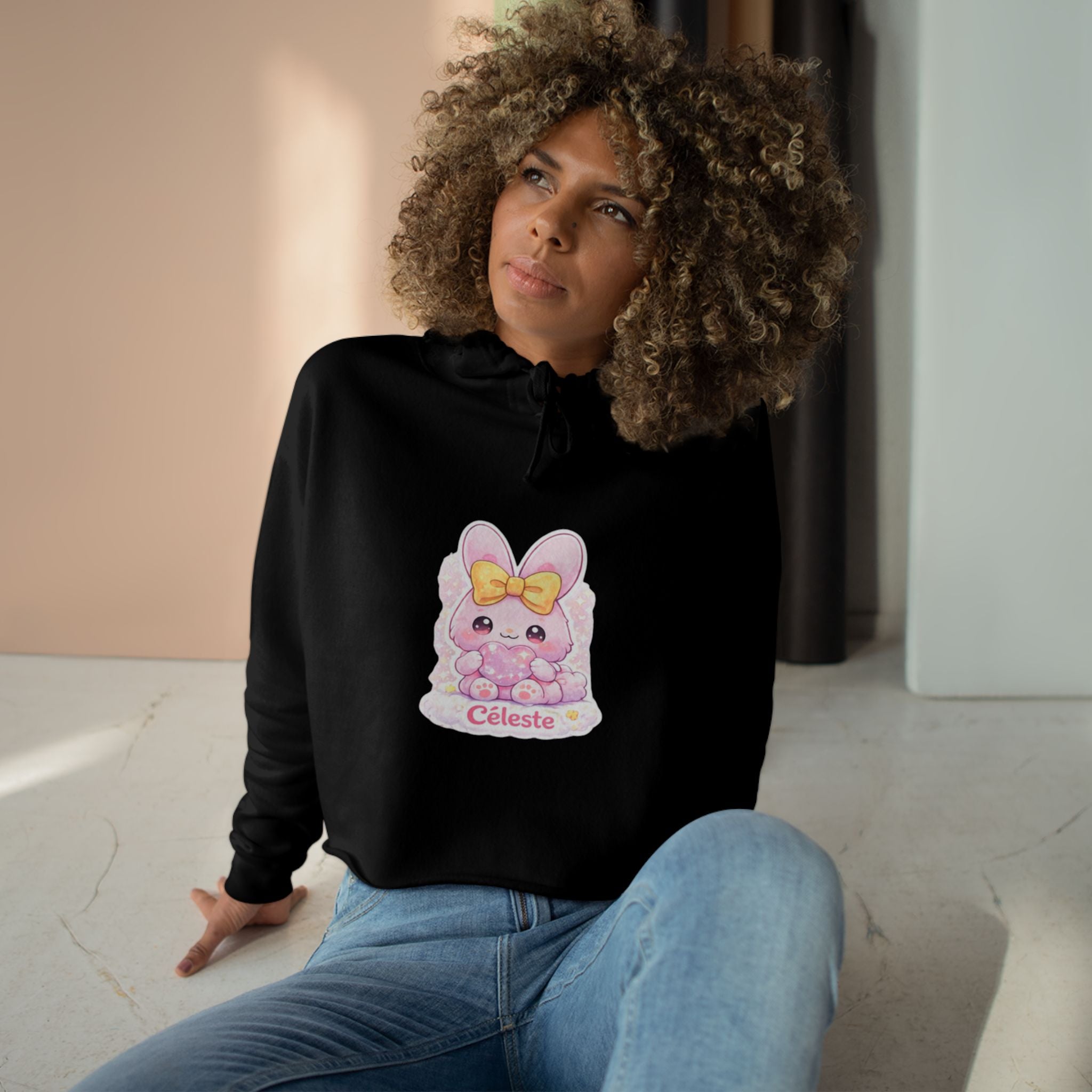 Céleste™ Bunny Crop Hoodie | Plush & Paws Character Hoodie