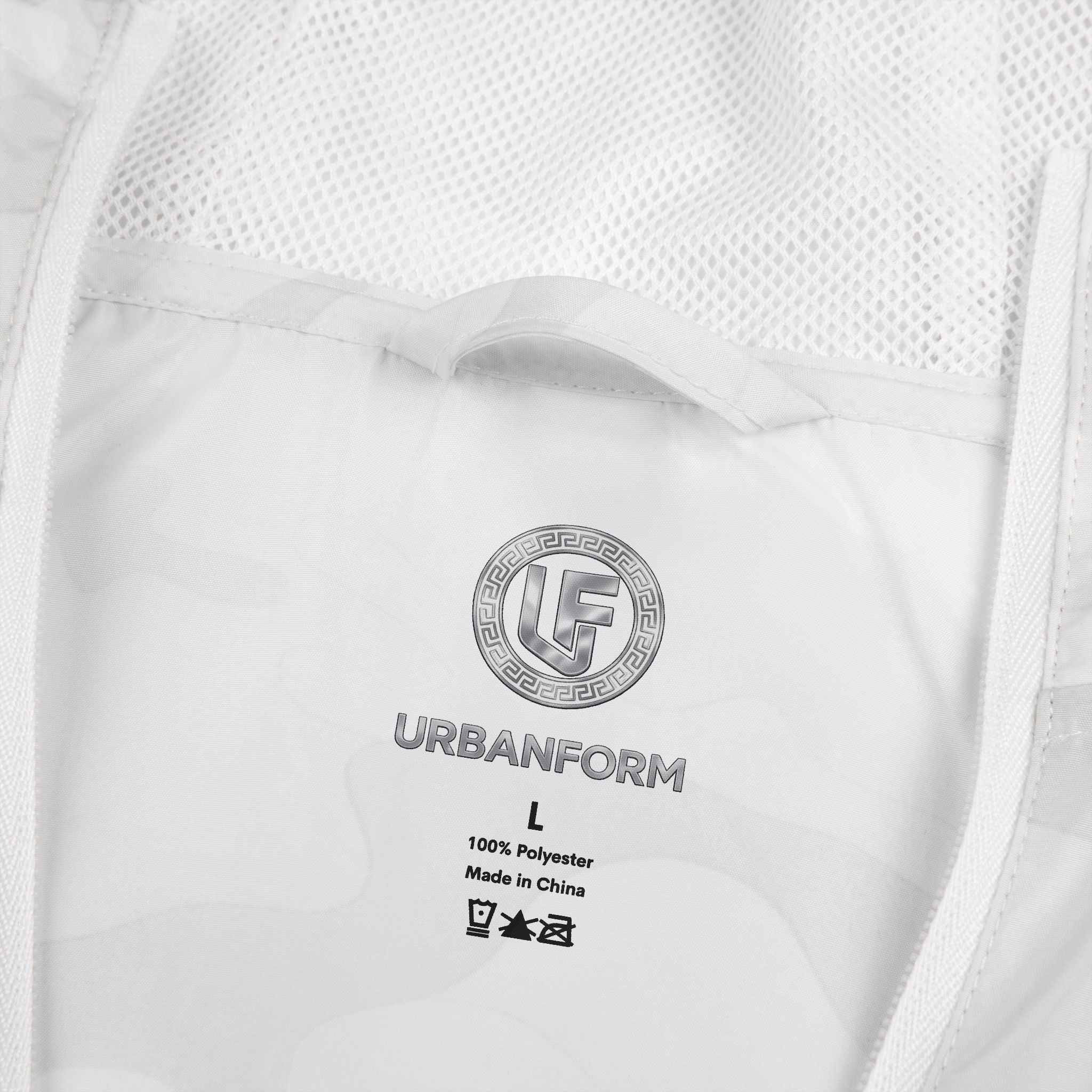 URBANFORM Windbreaker Jacket — Small Circular Compass Logo, Minimal Outdoor Urban Shell