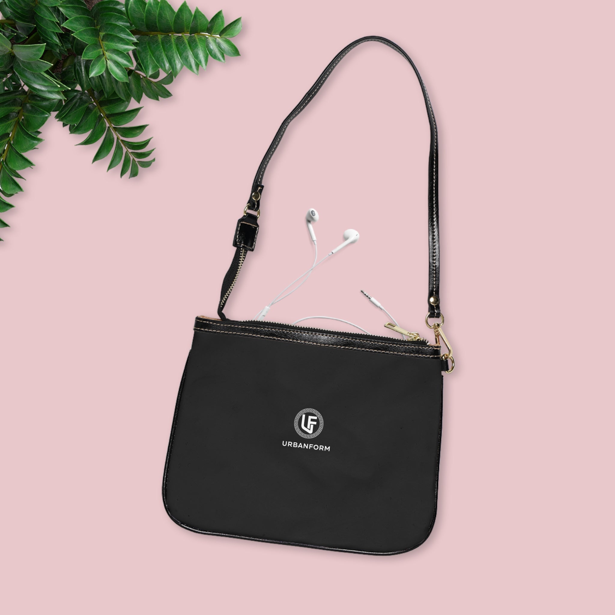URBANFORM Minimal Black Shoulder Bag | Small Crossbody Purse