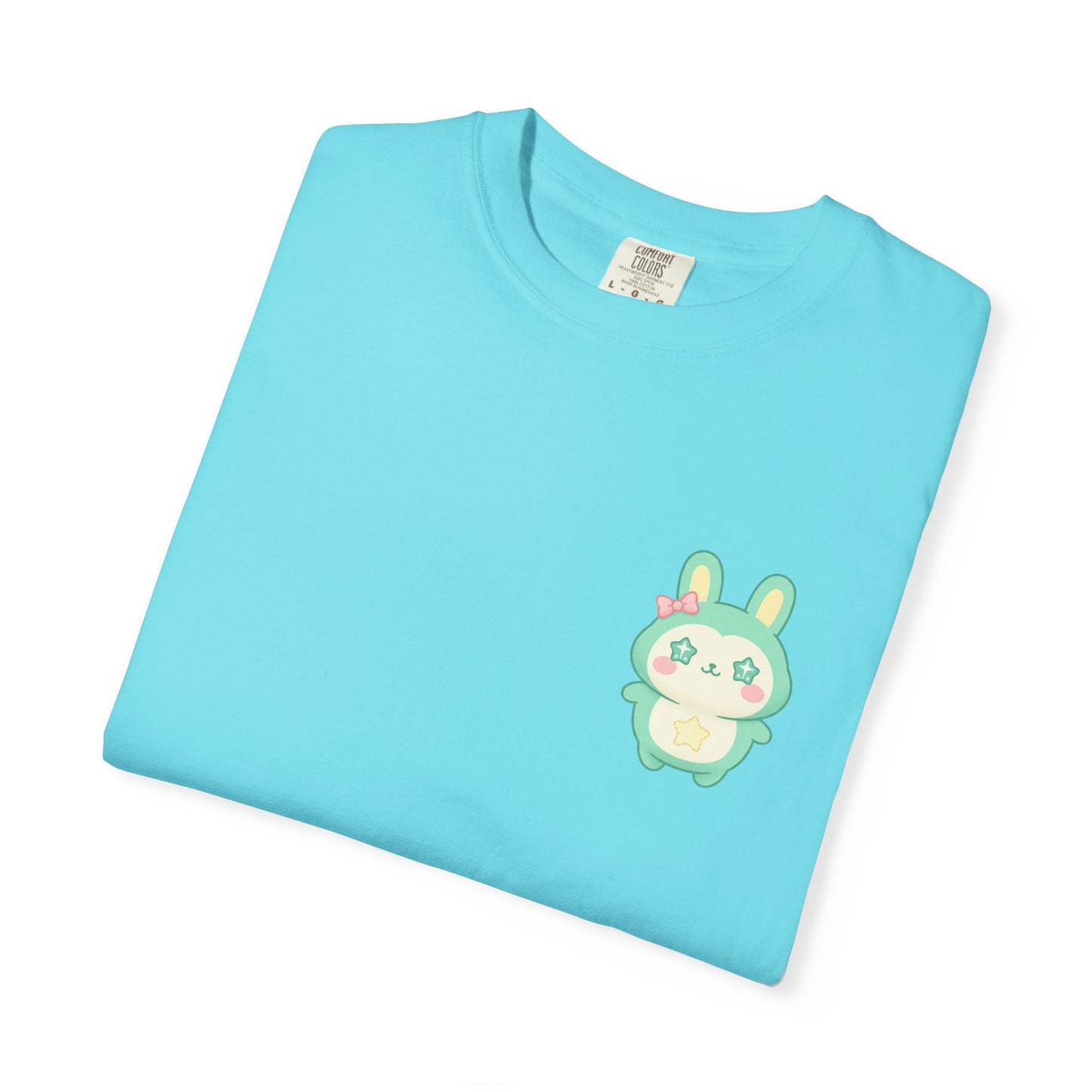 Mint Kawaii Bunny Pocket T-Shirt | Cute Pastel Rabbit Chest Print
