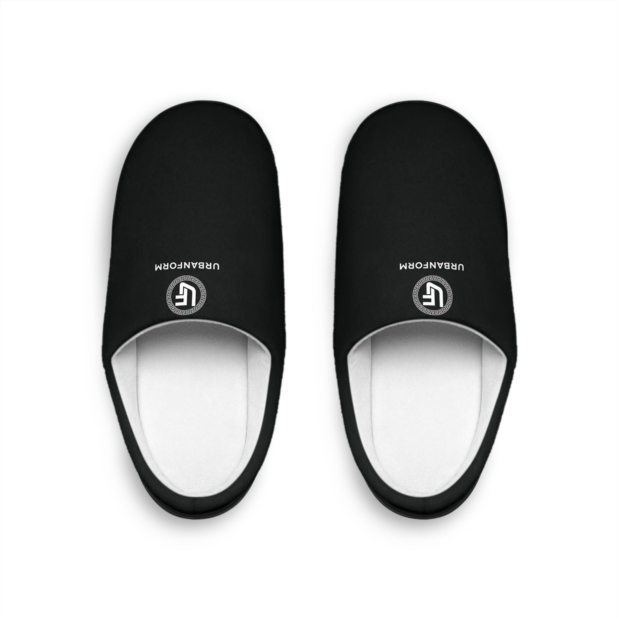 URBANFORM Unisex Black Indoor Slippers | Cozy House Shoes with Minimal Logo