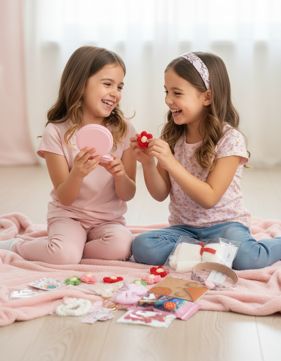 Promotional image of girls enjoying beauty accessories
